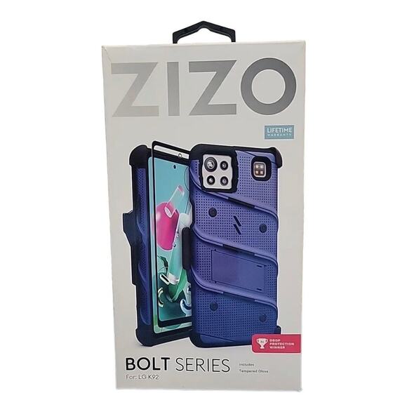 ZIZO BOLT Series phone case with Tempered Glass, Lanyard & Belt Clip -LG K92 - Picture 1 of 6